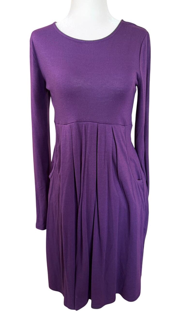 Purple Long Sleeve Pocket Dress Women’s Small Fit & Flare